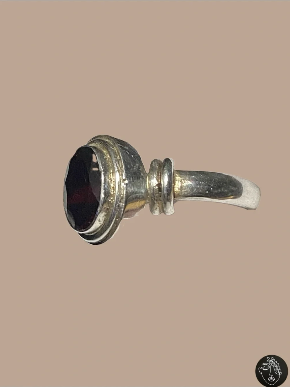 VTG NWT Sterling Silver 925 Red Garnet Solitaire Ring Size 5.5 Boho